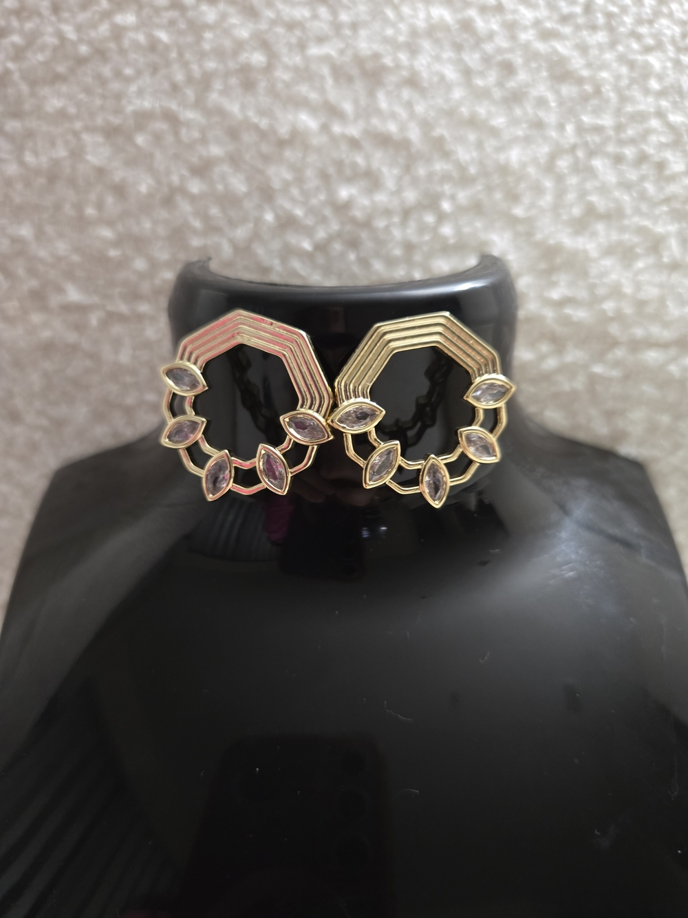 Gold Tone Floral Hoop Earrings - Women Jewelry